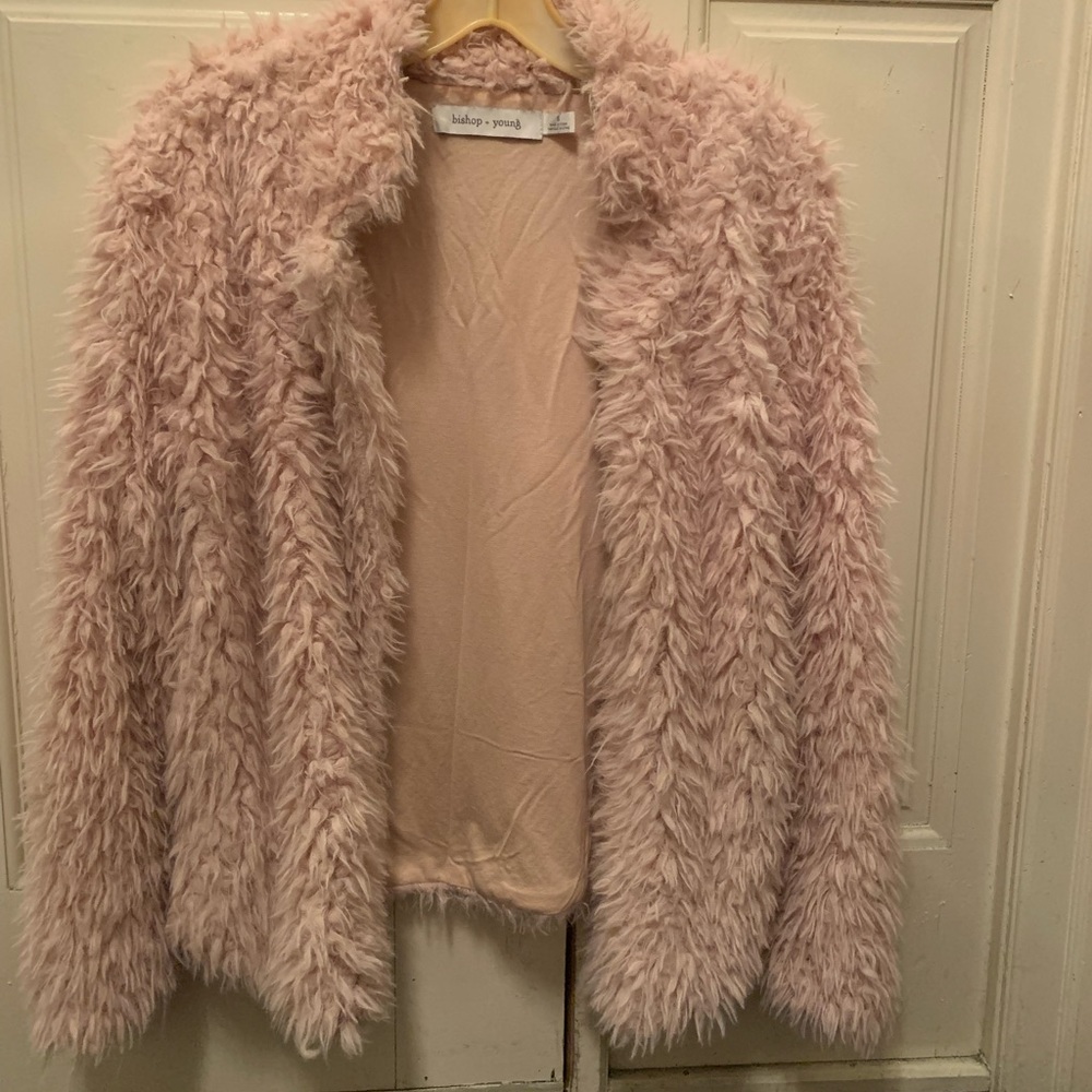Fuzzy Sherpa bishop + young Champagne Pink Jacket.